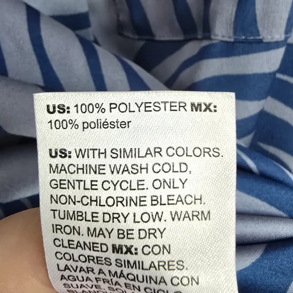 White House Black Market New Blue Satin Long Sleeve Collar Pocket Shirt Medium - Picture 12 of 13